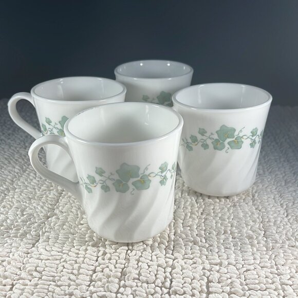 Set of 4 Vintage Corning Corelle CALLAWAY Pattern Swirl Style Coffee Cups - Picture 5 of 8